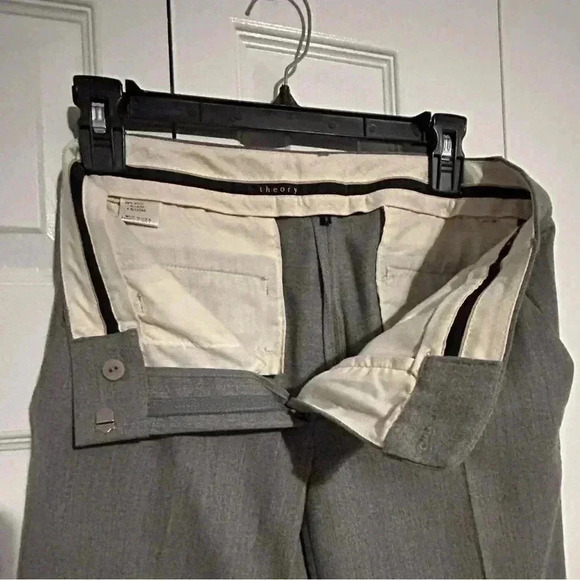 Size 2 Gray THEORY Wool Trouser Pants with Pleats, Used, See Photos - Picture 9 of 11